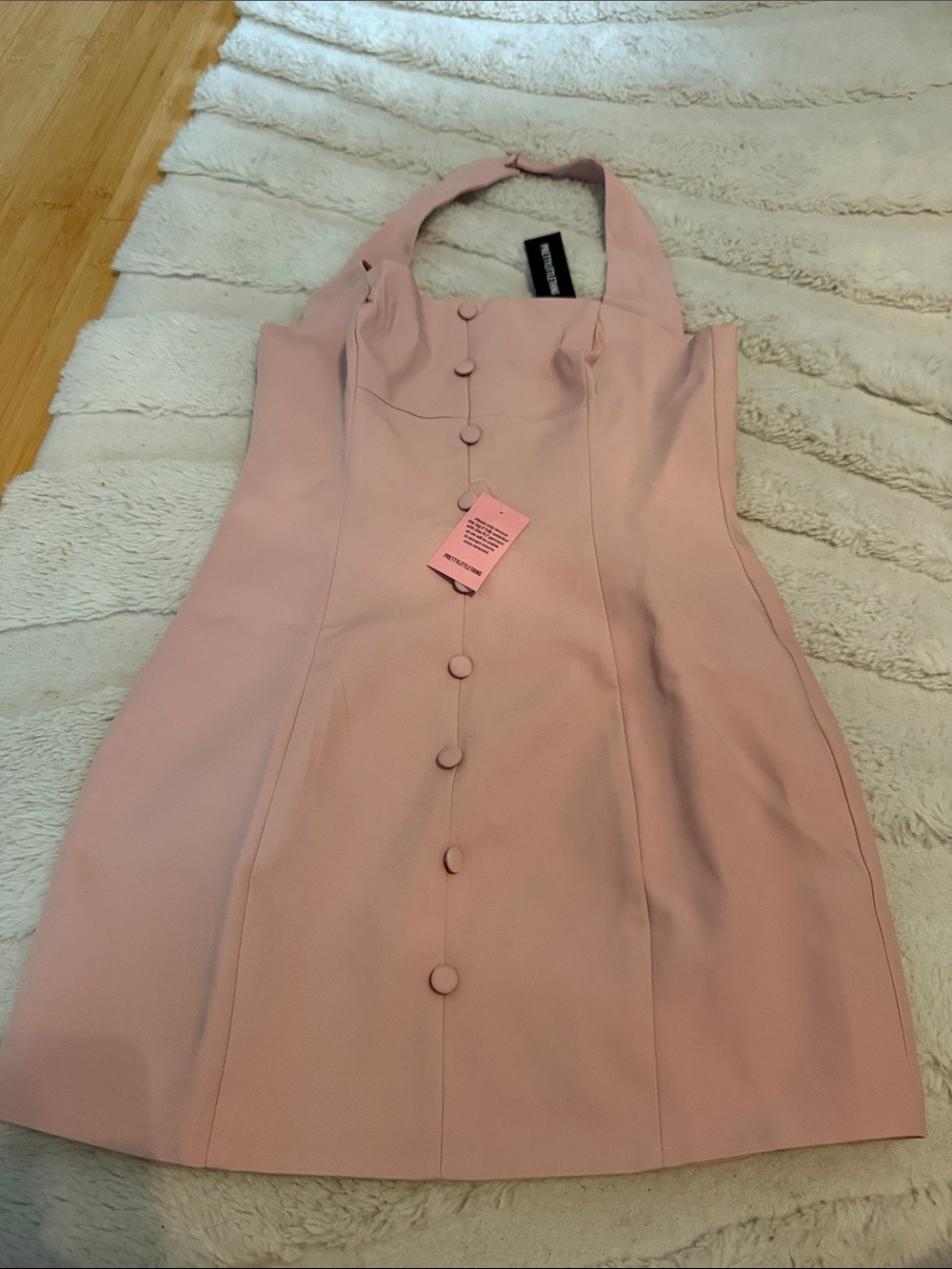 PrettyLittleThing Dusty Pink Halter Mini Dress